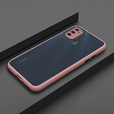 Silicone Matte Finish and Plastic Back Cover Case for Oppo A33 Pink