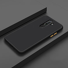 Silicone Matte Finish and Plastic Back Cover Case for Oppo A5 (2020) Black