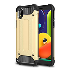 Silicone Matte Finish and Plastic Back Cover Case for Samsung Galaxy A01 Core Gold