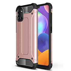 Silicone Matte Finish and Plastic Back Cover Case for Samsung Galaxy A31 Rose Gold
