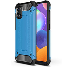 Silicone Matte Finish and Plastic Back Cover Case for Samsung Galaxy A31 Sky Blue