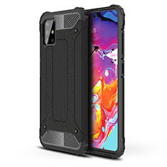 Silicone Matte Finish and Plastic Back Cover Case for Samsung Galaxy A51 4G Black