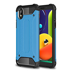 Silicone Matte Finish and Plastic Back Cover Case for Samsung Galaxy M01 Core Sky Blue