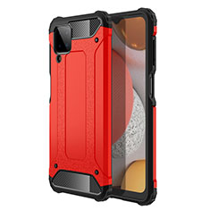 Silicone Matte Finish and Plastic Back Cover Case for Samsung Galaxy M12 Red