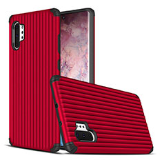Silicone Matte Finish and Plastic Back Cover Case for Samsung Galaxy Note 10 Plus 5G Red