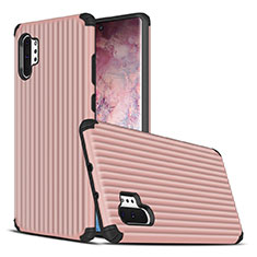 Silicone Matte Finish and Plastic Back Cover Case for Samsung Galaxy Note 10 Plus 5G Rose Gold