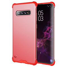 Silicone Matte Finish and Plastic Back Cover Case for Samsung Galaxy S10 Plus Red