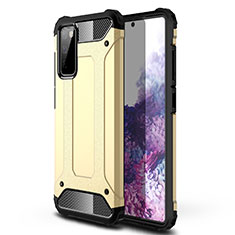 Silicone Matte Finish and Plastic Back Cover Case for Samsung Galaxy S20 FE 4G Gold