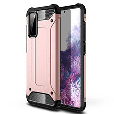 Silicone Matte Finish and Plastic Back Cover Case for Samsung Galaxy S20 Lite 5G Rose Gold