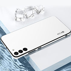 Silicone Matte Finish and Plastic Back Cover Case for Samsung Galaxy S22 5G White