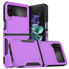 Silicone Matte Finish and Plastic Back Cover Case for Samsung Galaxy Z Flip4 5G Purple