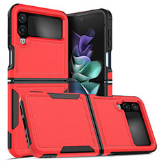 Silicone Matte Finish and Plastic Back Cover Case for Samsung Galaxy Z Flip4 5G Red