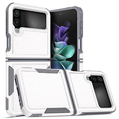 Silicone Matte Finish and Plastic Back Cover Case for Samsung Galaxy Z Flip4 5G White