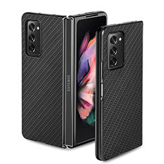 Silicone Matte Finish and Plastic Back Cover Case for Samsung Galaxy Z Fold2 5G Black