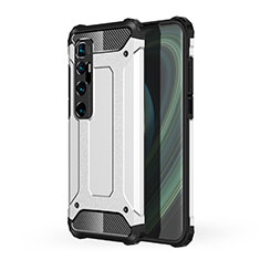 Silicone Matte Finish and Plastic Back Cover Case for Xiaomi Mi 10 Ultra Silver