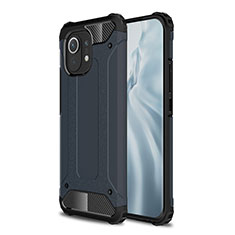 Silicone Matte Finish and Plastic Back Cover Case for Xiaomi Mi 11 5G Blue