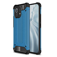 Silicone Matte Finish and Plastic Back Cover Case for Xiaomi Mi 11 Lite 5G NE Sky Blue