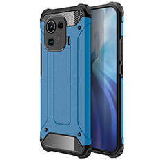 Silicone Matte Finish and Plastic Back Cover Case for Xiaomi Mi 11 Pro 5G Sky Blue