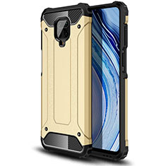 Silicone Matte Finish and Plastic Back Cover Case for Xiaomi Poco M2 Pro Gold