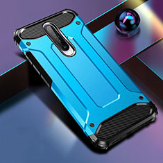Silicone Matte Finish and Plastic Back Cover Case for Xiaomi Poco X2 Sky Blue