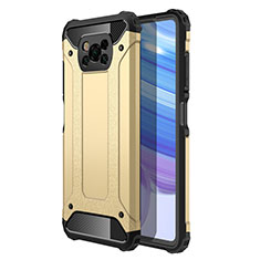 Silicone Matte Finish and Plastic Back Cover Case for Xiaomi Poco X3 Gold