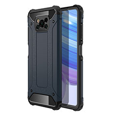 Silicone Matte Finish and Plastic Back Cover Case for Xiaomi Poco X3 Pro Navy Blue