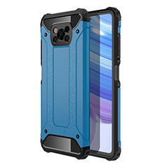 Silicone Matte Finish and Plastic Back Cover Case for Xiaomi Poco X3 Pro Sky Blue