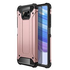 Silicone Matte Finish and Plastic Back Cover Case for Xiaomi Poco X3 Rose Gold