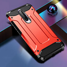 Silicone Matte Finish and Plastic Back Cover Case for Xiaomi Redmi K30 5G Red