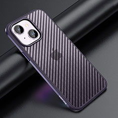 Silicone Matte Finish and Plastic Back Cover Case LD1 for Apple iPhone 13 Purple