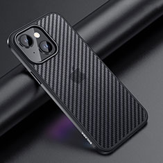 Silicone Matte Finish and Plastic Back Cover Case LD1 for Apple iPhone 14 Black