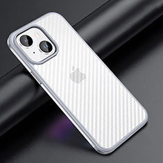 Silicone Matte Finish and Plastic Back Cover Case LD1 for Apple iPhone 14 Plus Silver