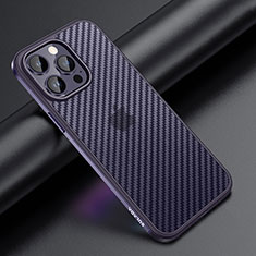 Silicone Matte Finish and Plastic Back Cover Case LD1 for Apple iPhone 14 Pro Max Purple