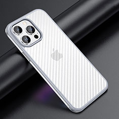 Silicone Matte Finish and Plastic Back Cover Case LD1 for Apple iPhone 14 Pro Silver