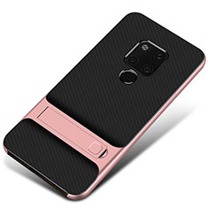 Silicone Matte Finish and Plastic Back Cover Case M01 for Huawei Mate 20 Rose Gold