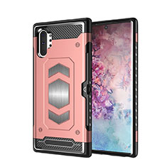 Silicone Matte Finish and Plastic Back Cover Case Magnetic for Samsung Galaxy Note 10 Plus 5G Rose Gold