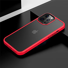 Silicone Matte Finish and Plastic Back Cover Case N01 for Apple iPhone 12 Pro Max Red