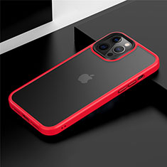 Silicone Matte Finish and Plastic Back Cover Case N01 for Apple iPhone 12 Pro Red