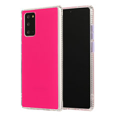 Silicone Matte Finish and Plastic Back Cover Case N02 for Samsung Galaxy Note 20 5G Hot Pink