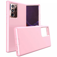 Silicone Matte Finish and Plastic Back Cover Case N02 for Samsung Galaxy Note 20 Ultra 5G Pink