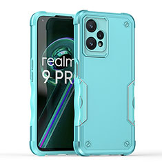 Silicone Matte Finish and Plastic Back Cover Case QW1 for Realme 9 5G Mint Blue