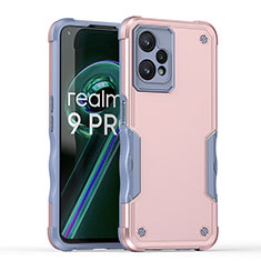 Silicone Matte Finish and Plastic Back Cover Case QW1 for Realme 9 5G Rose Gold