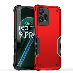 Silicone Matte Finish and Plastic Back Cover Case QW1 for Realme 9 Pro 5G Red