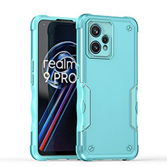 Silicone Matte Finish and Plastic Back Cover Case QW1 for Realme 9 Pro+ Plus 5G Mint Blue