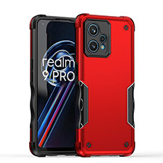 Silicone Matte Finish and Plastic Back Cover Case QW1 for Realme 9 Pro+ Plus 5G Red