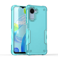 Silicone Matte Finish and Plastic Back Cover Case QW1 for Realme C30s Mint Blue