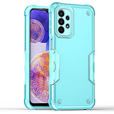 Silicone Matte Finish and Plastic Back Cover Case QW1 for Samsung Galaxy A23 5G Mint Blue