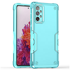 Silicone Matte Finish and Plastic Back Cover Case QW1 for Samsung Galaxy A33 5G Mint Blue
