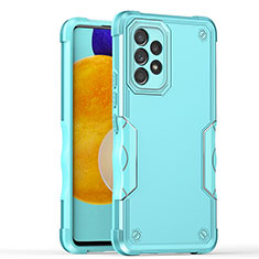 Silicone Matte Finish and Plastic Back Cover Case QW1 for Samsung Galaxy A52 5G Mint Blue