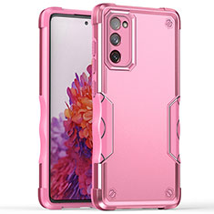 Silicone Matte Finish and Plastic Back Cover Case QW1 for Samsung Galaxy S20 FE (2022) 5G Rose Gold